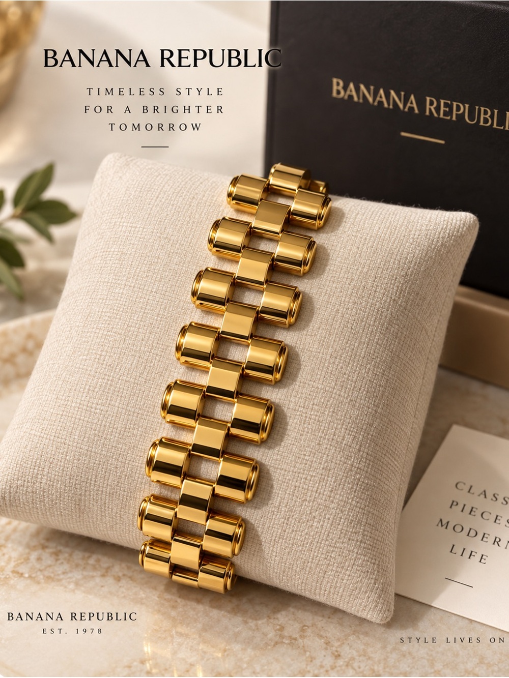 Banana Republic Polished Gold Statement Link Bracelet